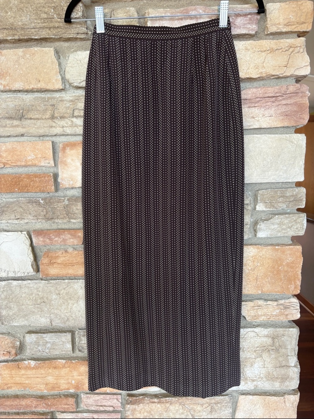 Vintage silk Brown minimalist Skirt